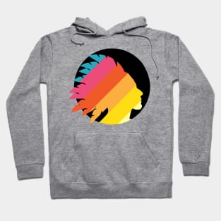 Colorful North American Native silhouette with feather headdress Hoodie